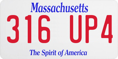 MA license plate 316UP4