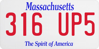 MA license plate 316UP5