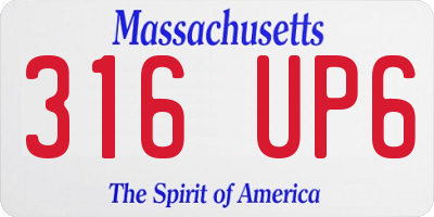 MA license plate 316UP6