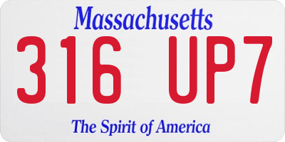 MA license plate 316UP7