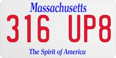 MA license plate 316UP8