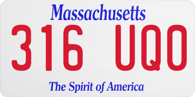 MA license plate 316UQ0