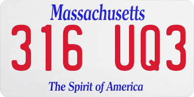 MA license plate 316UQ3