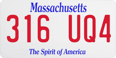MA license plate 316UQ4