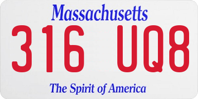 MA license plate 316UQ8