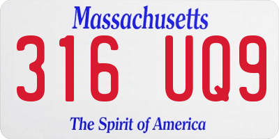 MA license plate 316UQ9