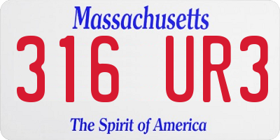 MA license plate 316UR3