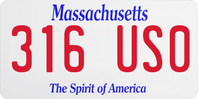 MA license plate 316US0