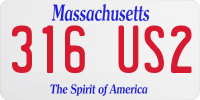 MA license plate 316US2