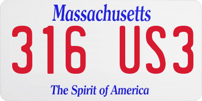 MA license plate 316US3