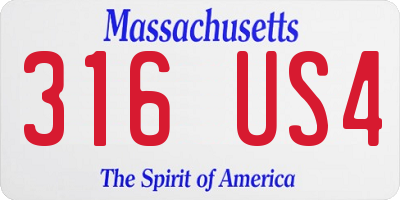 MA license plate 316US4