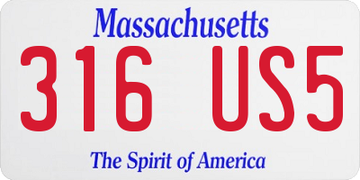 MA license plate 316US5