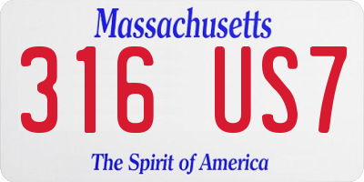 MA license plate 316US7