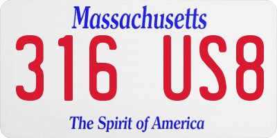 MA license plate 316US8
