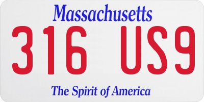 MA license plate 316US9