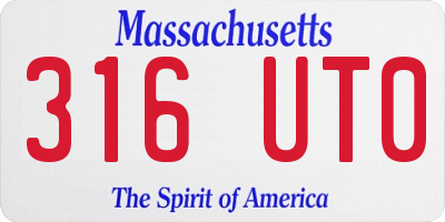 MA license plate 316UT0