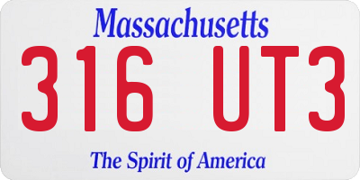 MA license plate 316UT3