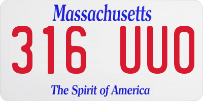 MA license plate 316UU0