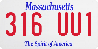 MA license plate 316UU1