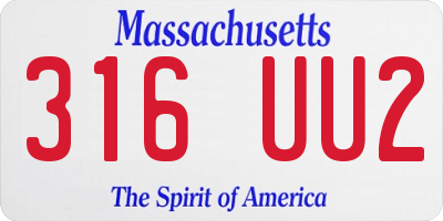 MA license plate 316UU2
