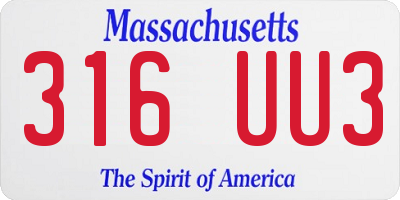 MA license plate 316UU3