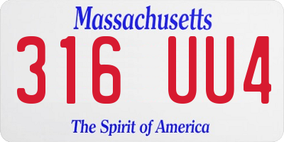 MA license plate 316UU4