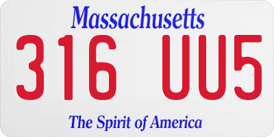 MA license plate 316UU5