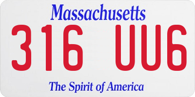 MA license plate 316UU6
