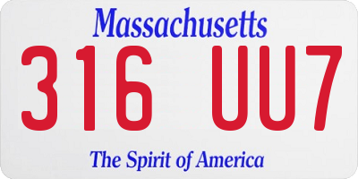 MA license plate 316UU7