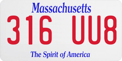 MA license plate 316UU8