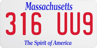 MA license plate 316UU9