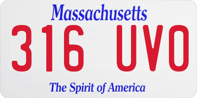 MA license plate 316UV0