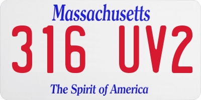 MA license plate 316UV2