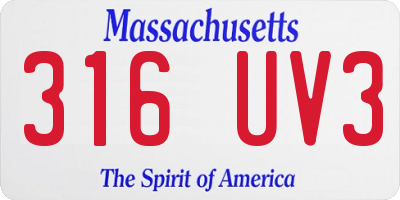 MA license plate 316UV3