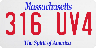 MA license plate 316UV4