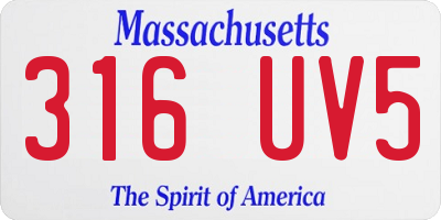 MA license plate 316UV5