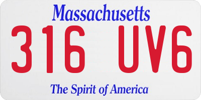 MA license plate 316UV6