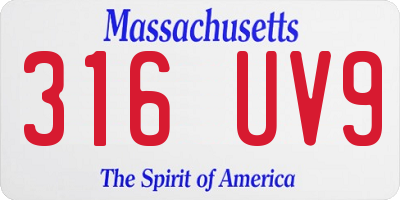 MA license plate 316UV9