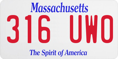 MA license plate 316UW0