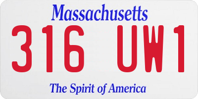 MA license plate 316UW1