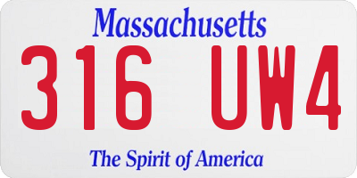 MA license plate 316UW4