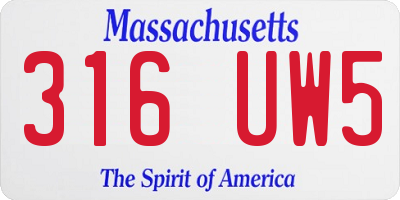MA license plate 316UW5