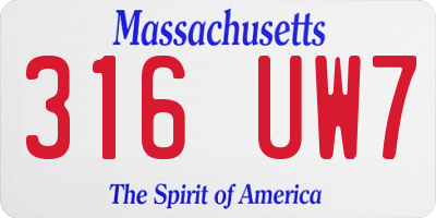 MA license plate 316UW7