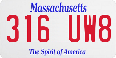 MA license plate 316UW8