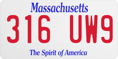 MA license plate 316UW9