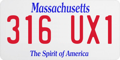 MA license plate 316UX1