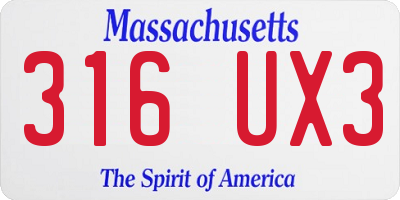 MA license plate 316UX3