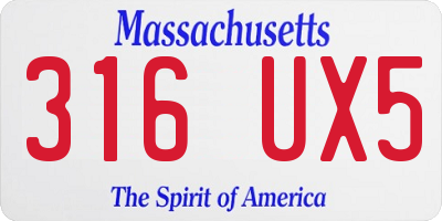 MA license plate 316UX5