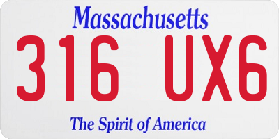 MA license plate 316UX6