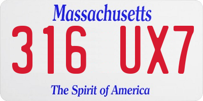 MA license plate 316UX7